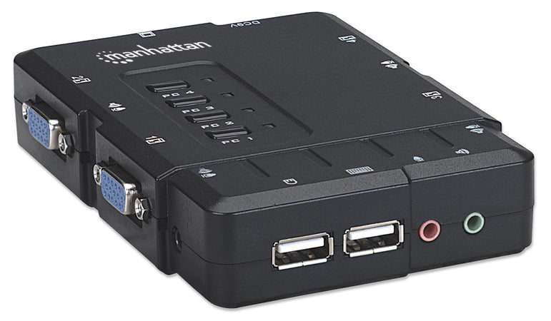KVM Switch 4 porte USB/Audio Nero