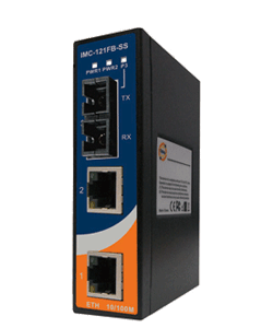 Convertitore Industriale Fast Ethernet a fibra ottica su guida DIN