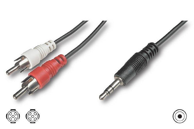 Cavo Stereo Jack 3, 5 mm a 2 x RCA maschio 5 mt