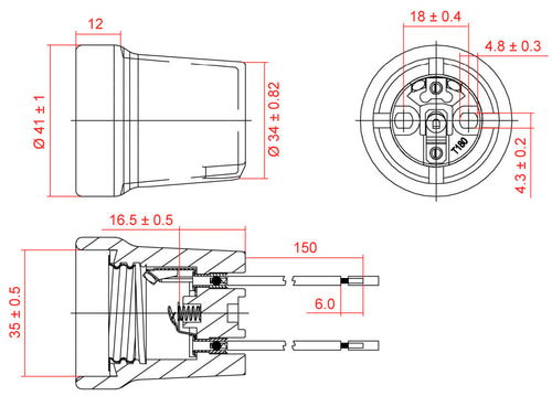 Portalampada E27 in Ceramica con Doppio Cavo