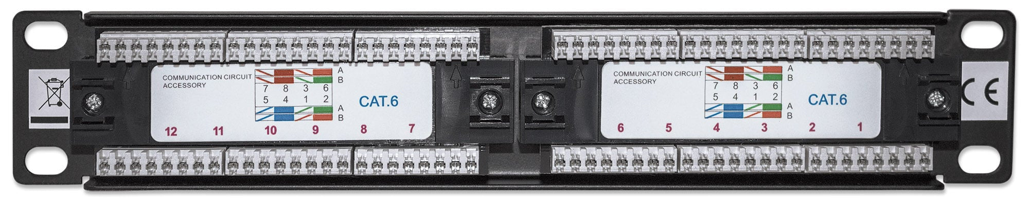 Pannello Patch per Rack 10'' 12 Porte UTP Cat.6 1HE