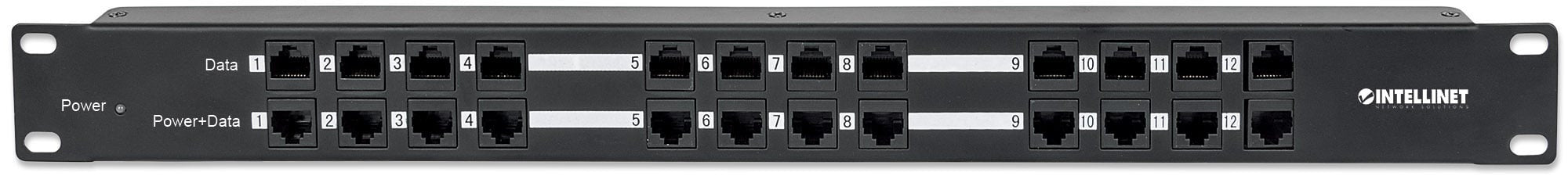 Pannello Patch 12 Porte PoE Passivo con Alimentatore