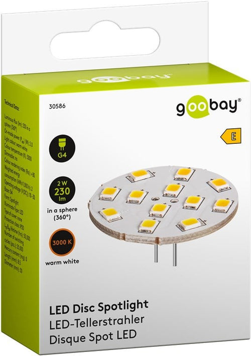 Faretto Led a Disco 12LED SMD G4 5050 2W 230lm Bianco Caldo, Classe E