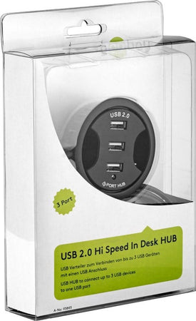 Hub USB 2.0 3 porte In-Desk diametro 6 cm