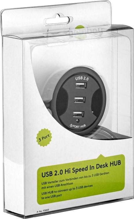 Hub USB 2.0 3 porte In-Desk diametro 6 cm