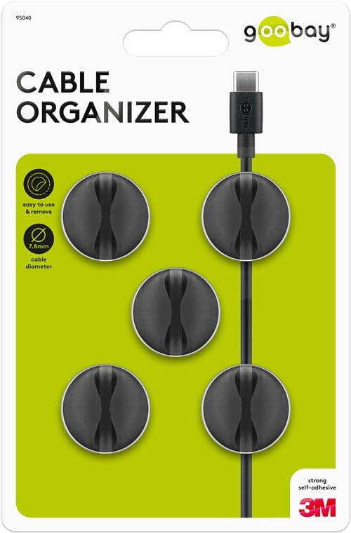 Set Fermacavo Adesivi da Scrivania Nero