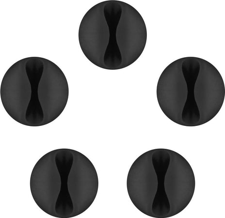 Set Fermacavo Adesivi da Scrivania Nero