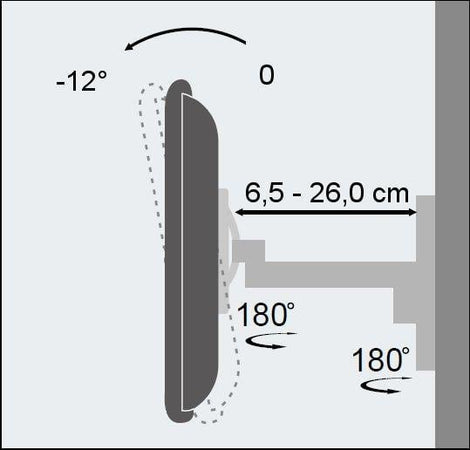 Supporto a muro per TV LED LCD 19 - 37'' inclinabile 2 snodi nero
