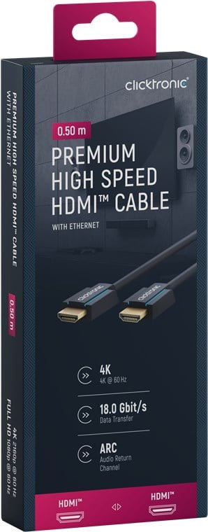 Cavo HDMI High Speed Ethernet A/A M/M 0,5 m Alta Qualità