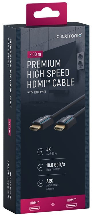 Cavo HDMI High Speed Ethernet A/A M/M 2 m Alta Qualità