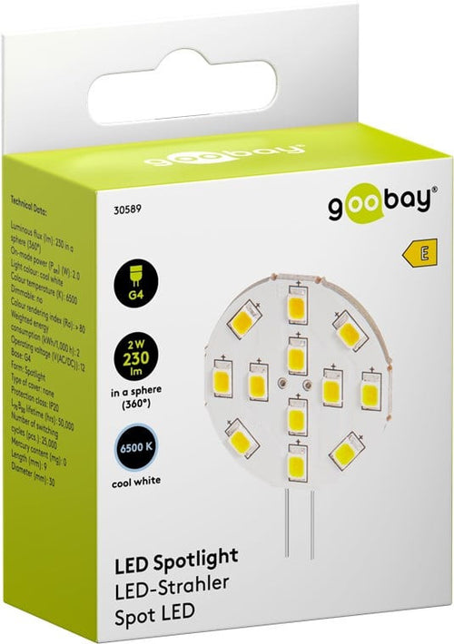 Lampada 12 LED SMD G4 5050 2W 230 Lumen Bianco Freddo, Classe E