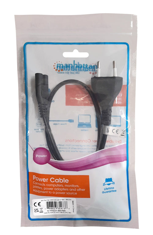 Cavo alimentazione C7 a italiana 1,0 m Nero