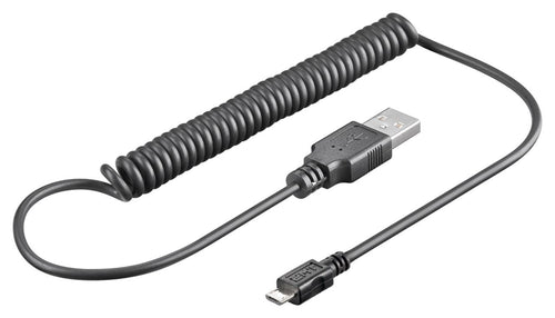 Cavo USB 2.0 Spiralato A maschio/microB 5 pin maschio 1m Nero
