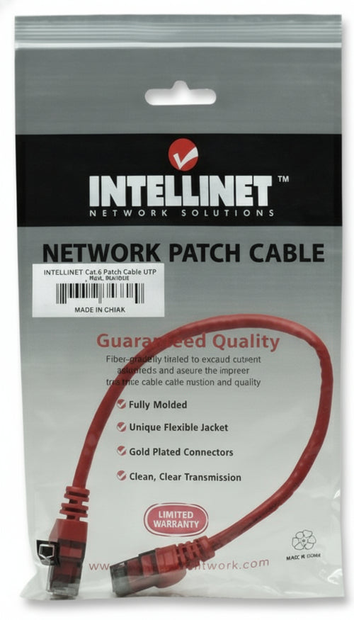 Cavo di rete Patch in Rame Cat. 6A Rosso UTP 0,5 m