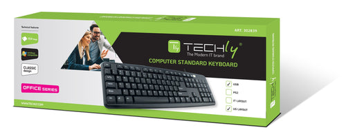 Tastiera 104 tasti USB layout americano Nero