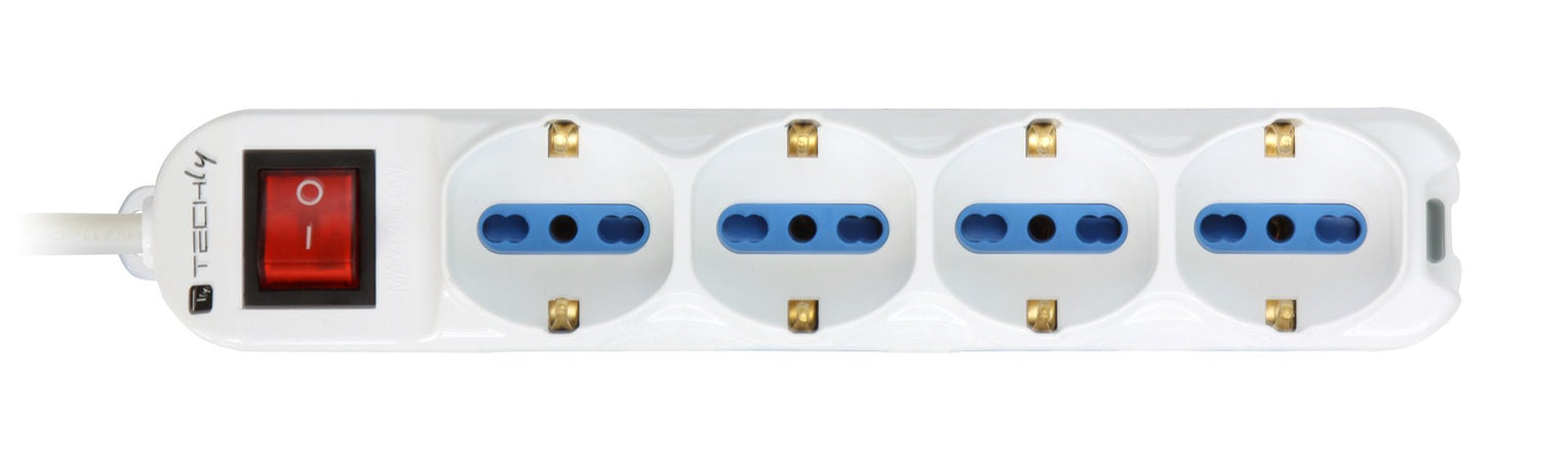 Multipresa 8 Posti Italiana Bipasso / 4 Schuko con Interruttore