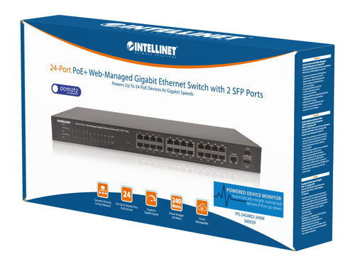 Switch 24 Porte PoE Web-Managed Gigabit Ethernet con 2 Porte SFP