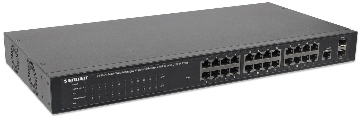 Switch 24 Porte PoE Web-Managed Gigabit Ethernet con 2 Porte SFP
