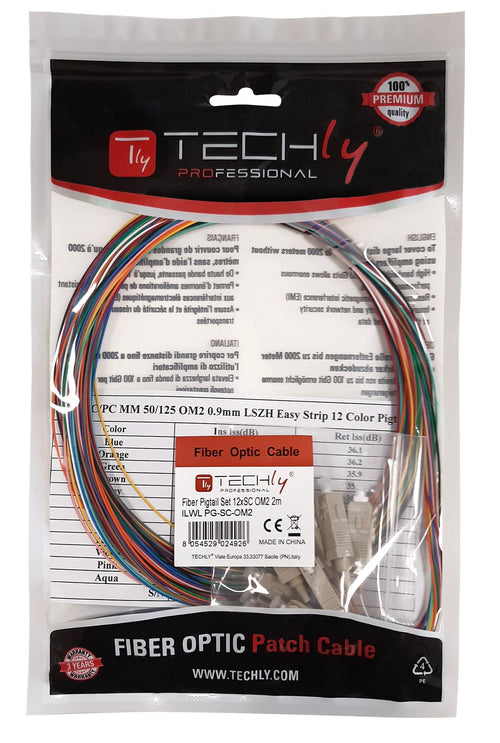 Set 12 Pigtail Fibra Ottica Multimodale OM3 SC 50/125 2 m
