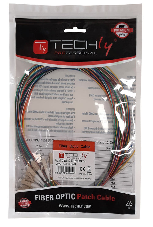 Set 12 Pigtail Fibra Ottica Multimodale OM4 LC 50/125 2 m