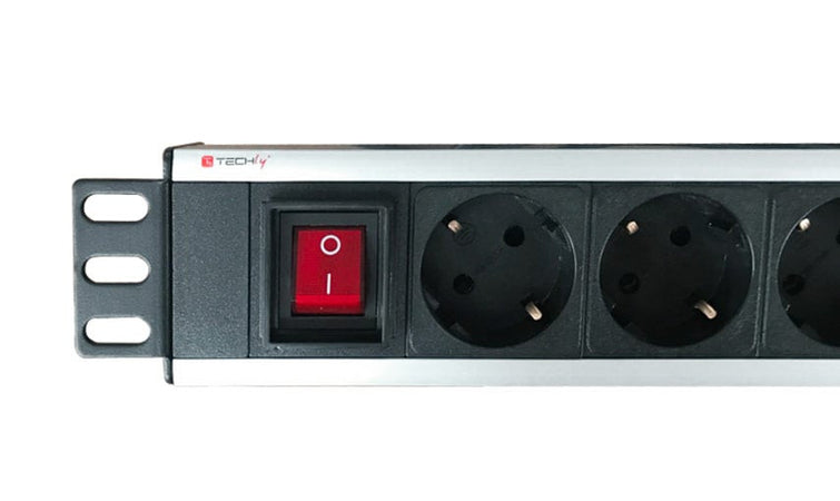 Multipresa 8 Posti da Rack 19'' con Interruttore Spina Schuko Angolata 1.5U