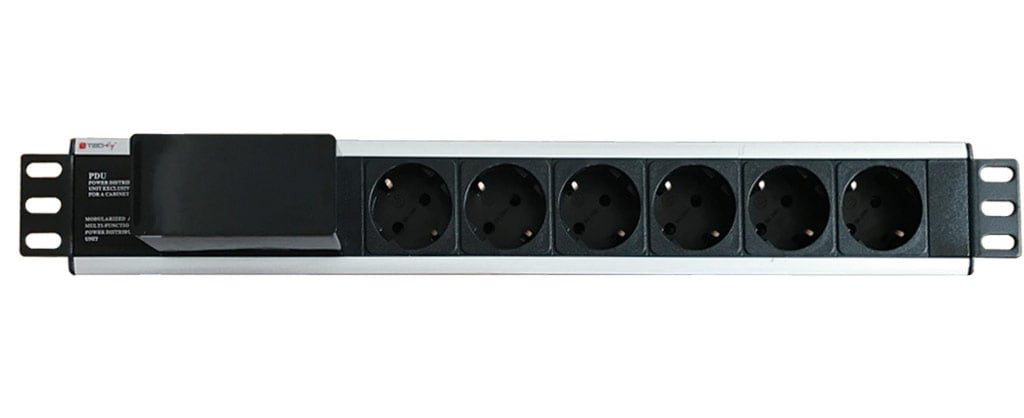 Multipresa 6 Posti da Rack 19'' con Magnetotermico Spina Schuko Angolata 1.5U