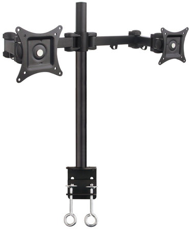Supporto da Scrivania per 2 Monitor 13-27'' Diametro 48 mm ad Altezza Regolabile con Morsetto a C