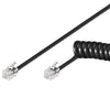 Cavo telefonico spiralato per cornetta 2mt RJ10 4P4C Nero
