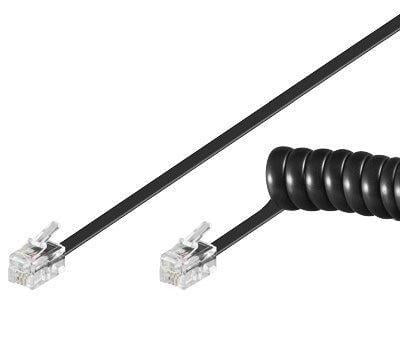 Cavo telefonico spiralato per cornetta 2mt RJ10 4P4C Nero
