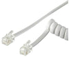 Cavo telefonico spiralato per cornetta 4mt RJ10 4P4C Bianco