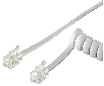 Cavo telefonico spiralato per cornetta 4mt RJ10 4P4C Bianco