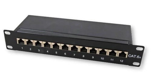 Pannello Patch per Rack 10'' 12p STP Cat.6A Nero