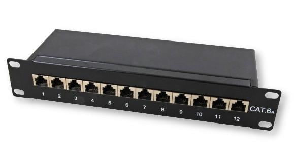 Pannello Patch per Rack 10'' 12p STP Cat.6A Nero