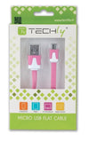 Cavo Flat USB AM a Micro USB M Rosa 1m