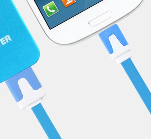 Cavo Flat USB AM a Micro USB M Azzurro 1m