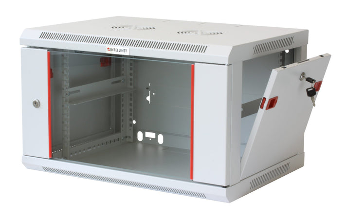 Armadio Rack 19'' a muro 9 unit&agrave sezione unica prof. 600mm Grigio