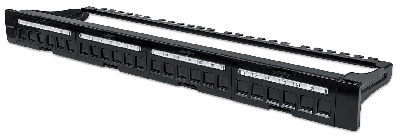 Pannello Patch Modulare 24 Porte Slim 1U Nero