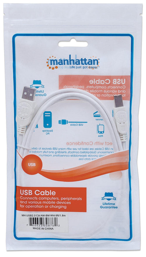 Cavo USB 2.0 A maschio/B maschio 5m Bianco