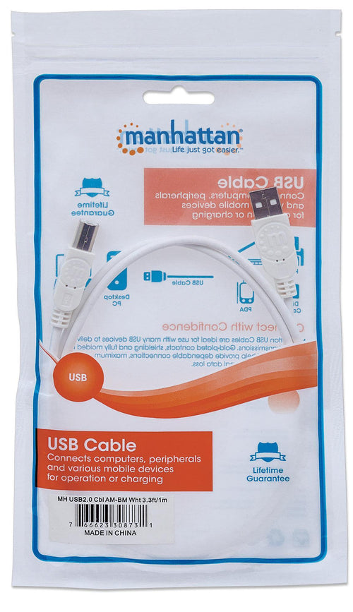 Cavo USB 2.0 A maschio/B maschio 1m Bianco