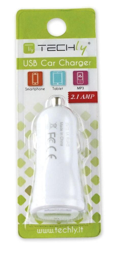 Caricatore da Auto Universale 2 Porte USB 5V 1A&2.1A Bianco