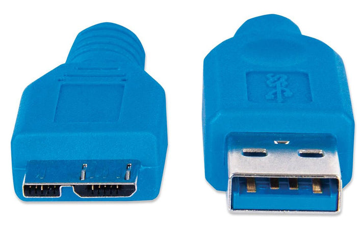 Cavo USB 3.0 SuperSpeed A/Micro B M/M 1 m Blu in Blister
