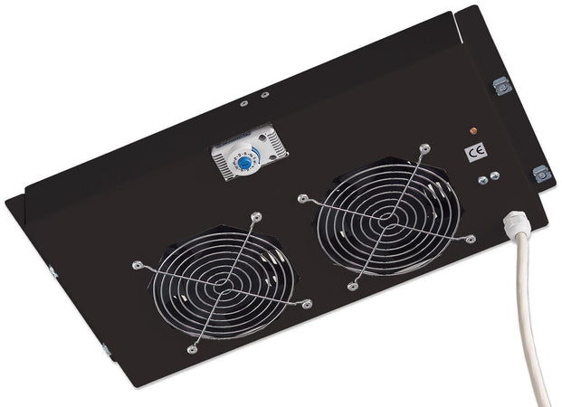 Gruppo di ventilazione a soffitto per Rack 19'' 2 Ventole Nero
