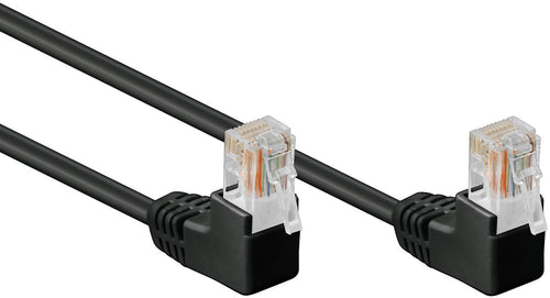 Cavo di rete Patch Angolato 90° CCA Cat. 5e Nero UTP 1 m
