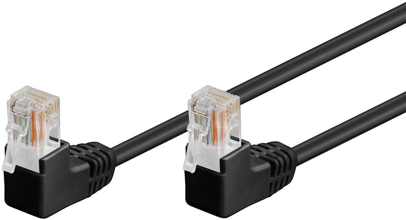 Cavo di rete Patch Angolato 90&deg CCA Cat. 5e Nero UTP 1 m