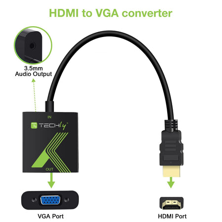 Cavo Convertitore Adattatore da HDMI&trade a VGA 1920x1200 con Audio 3.5''