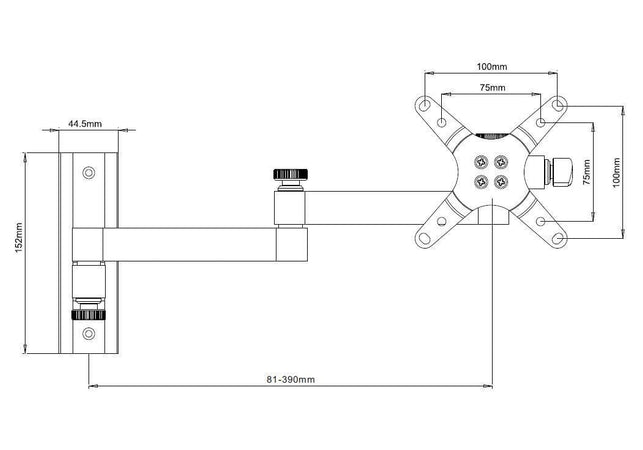 Supporto a muro per TV LED LCD 13-30'' inclinabile 3 snodi nero