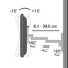Supporto a muro per TV LED LCD 13-30'' inclinabile 3 snodi nero