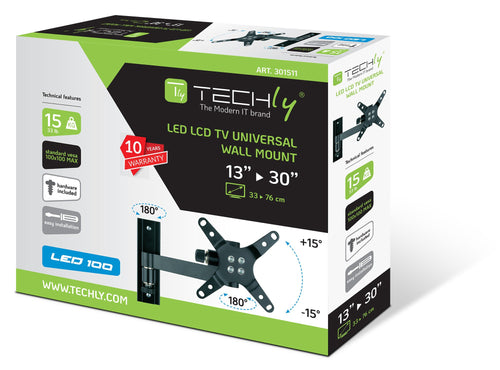 Supporto a muro per TV LED LCD 13-30'' inclinabile 2 snodi nero