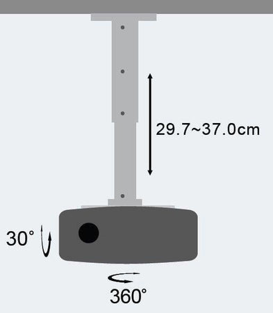 Supporto a Soffitto per Proiettori Estensione 30-37 cm Silver