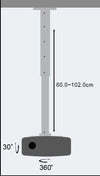 Supporto a Soffitto per Proiettori Estensione 60-102 cm Silver